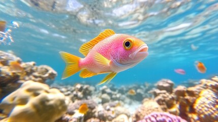 Fototapeta premium Vibrant Fish Swimming Through Coral Reef Waters