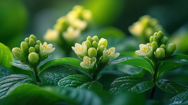 Bright Green Loroco Flower Buds Emerging Amid Lush Foliage in a Vibrant Tropical Environment