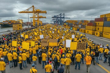 Longshoremen strike at busy port with large turnout