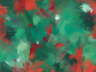 abstract impressionist style chrsitmas green red paint brush background