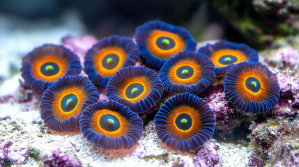 Breathtaking ultra close-up of Montipora SPS coral polyps in a vivid underwater macro view
