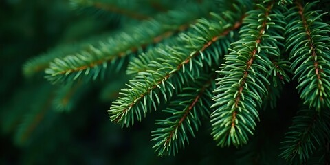 A close-up texture of dense green pine needles, showcasing their vibrant hue and intricate details. The lush foliage creates a rich, natural pattern, highlighting the beauty of evergreen plants.