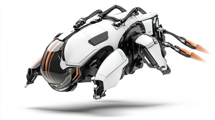 Futuristic Vehicle Airplane with Orange Thrusters