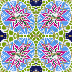 Seamless natural pattern. Ethnic ornament. Seamless pattern of arcs. Oriental seamless pattern. Illustration in stained glass style. Print for wallpaper, T-shirts, linens or wrapping, textile.