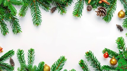 christmas background with christmas branches and decorations