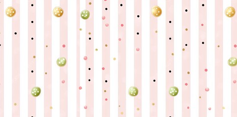 This wallpaper features alternating stripes in shades of pink interspersed with polka dots in coordinated hues.