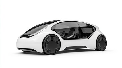 Fototapeta premium Modern White Electric Car with Black Wheels