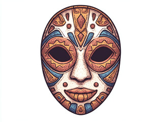 Colorful Tribal Mask Illustration: A Celebration of Culture - Pixel Art