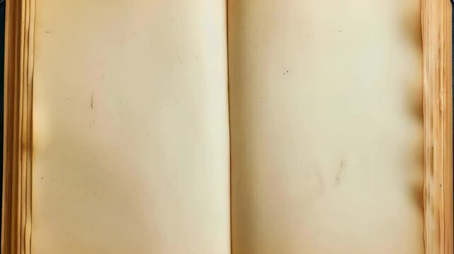 Vintage open book with blank pages ready for writing or drawing in classic style, 4k footage