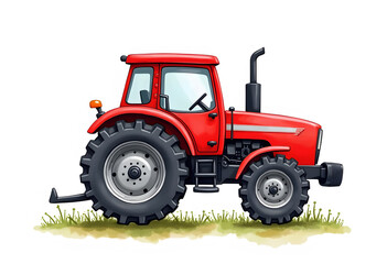 Obraz premium Red Tractor Isolated. 3D rendering 