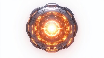 Futuristic Circular Structure with Glowing Orange Center