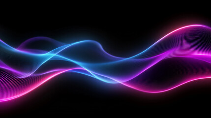 Neon futuristic flashes on black background. Motion light lines backdrop. For banner, postcard, illustration. Created with generative AI tools
