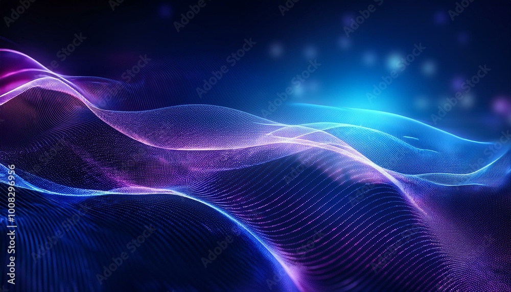 Leinwandbilder futuristic point wave. abstract background with a dynamic wave. connecting background. abstract wave
