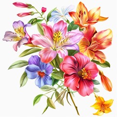 PNG Bouquet flower plant art isolated on white 