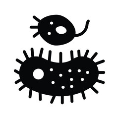 Microscopic bacteria and virus representing pathogens in microbiology