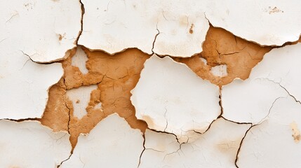 Cracked Paint on Surface with Exposed Brown Material