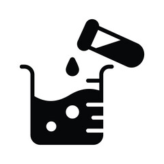 Beaker pouring liquid into another, showing a chemical reaction