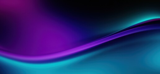 A vibrant blend of purple and teal waves creates a smooth, flowing abstract design on a dark background.