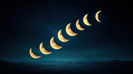 Obraz premium Schematic diagram illustrating the phases of the moon, with clear visuals and text describing each phase.