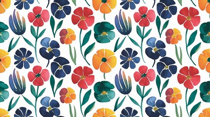 Vibrant Watercolor Flower Pattern for Elegant Design Projects
