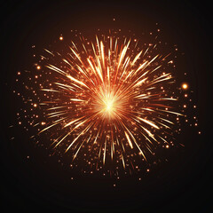 Fototapeta premium Bright golden firework explosion against dark night sky