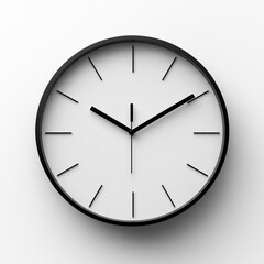 Minimalist black and white wall clock on plain background