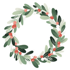 olive mistletoe berries wreath for christmas decoration