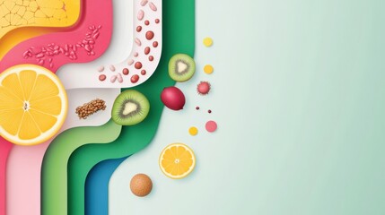 Fototapeta premium Visual representation of the digestive system, showcasing the process of food breakdown and nutrient absorption.