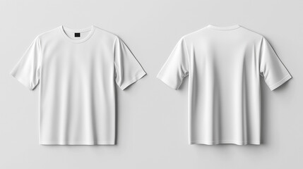 Naklejka premium T-shirt mockup. White blank t-shirt front and back views. male clothes wearing clear attractive apparel tshirt models template | Generative AI 