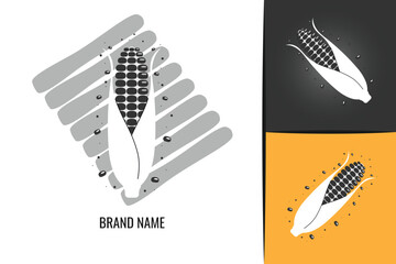 Grain Corn Logo. Vegetable Corn cob logotype vegan