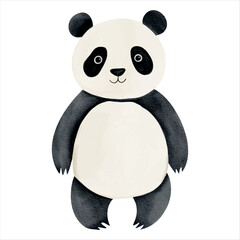 Cute watercolor panda. Illustration of hand drawn bear. Wild jungle safari animals.