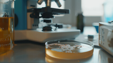 Close-up of petri dish with diverse strains of gut bacteria, highlighting the significance of gut health and microbiome diversity.