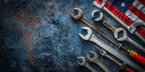 Labor Day Parade with American Flag Displays