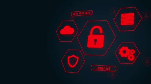 cyber attack animation. hacker attack , system hacked cybersecurity, internet cyber attack warning blue to red