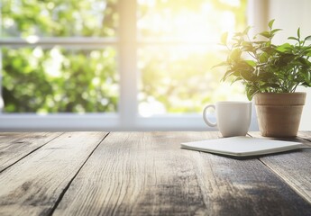 Wooden Table Sunlight.