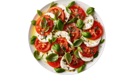 Caprese salad plate on white background