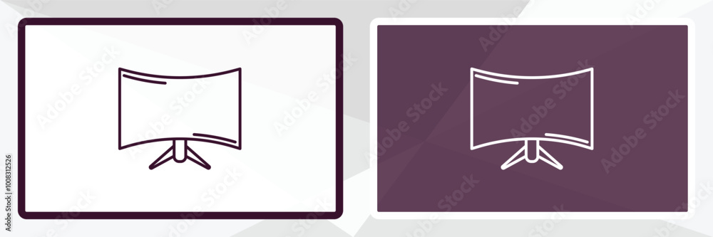Poster 3d screen outline icon. linear vector from computer concept. thin line white and black 3d screen ico