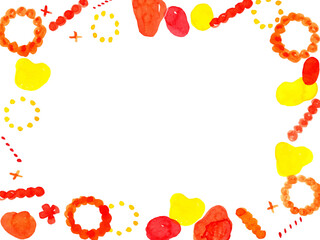 オレンジ系水彩のかわいい手描きフレーム