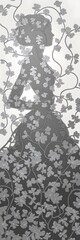 Fototapeta premium A silhouette of a beautiful woman in a white dress on a gray background Generated by AI