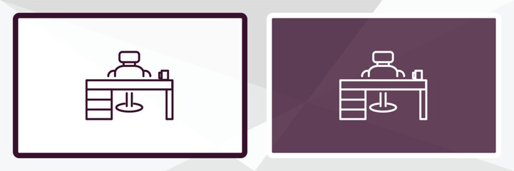 boss office outline icon. Linear vector from computer concept. Thin line white and black boss office icon isolated on white and dark background