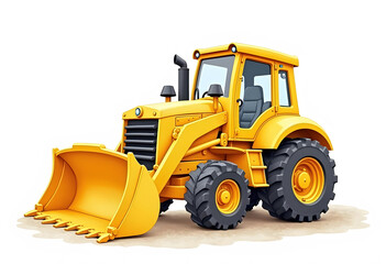 Fototapeta premium Tracked Dozer heavy construction machinery 3D rendering on white background 