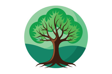 Obraz premium Tree and Roots Vector, tree with Round Shape with White Background 