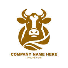 Flat design cow logo design
