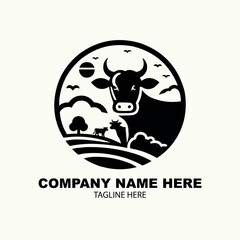 Flat design cow logo design