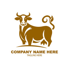 Flat design cow logo design