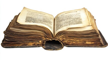 Obraz premium An Open Antique Book with Aged Pages and a Leather Cover