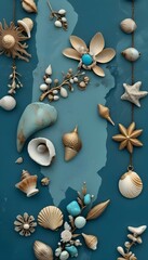 Obraz premium A collage of various turquoise and gold colored objects