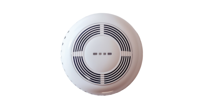 Carbon smoke monoxide detector on white background