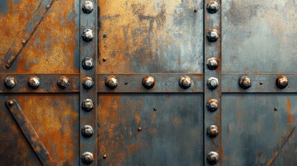 Rustic Metal Texture: Weathered Steel Panels with Rivets 