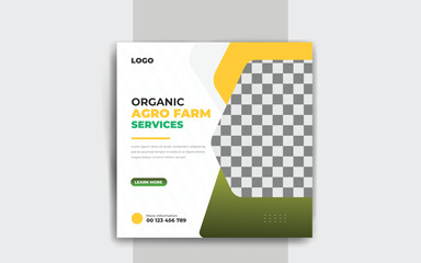 agriculture Lawn or gardening service social media post and web banner template